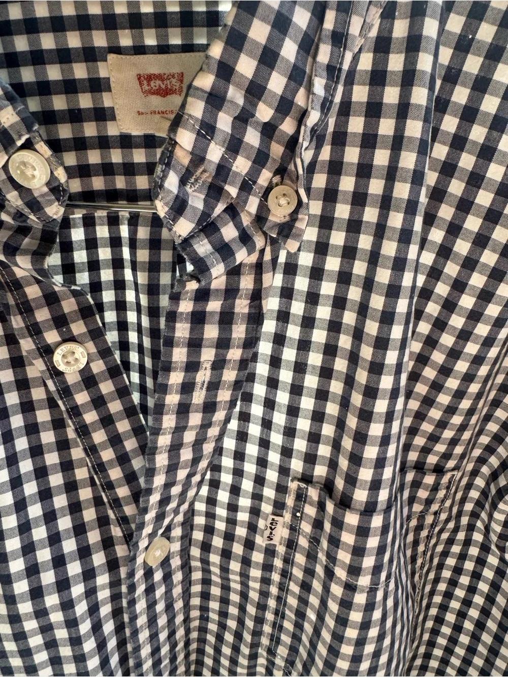 Levi’s Men's Black White Gingham Button-Down Shirt Size XL
